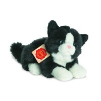Katze liegend schwarz/weuss 20 cm