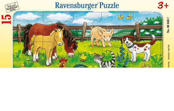 Puzzle Bauernhoftiere auf der Wiese (15 Teile)