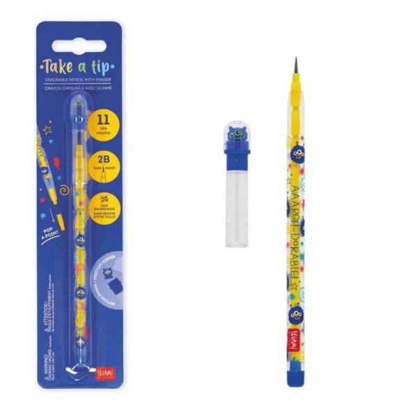Stapelbarer Bleistift mitRadierer Monster
