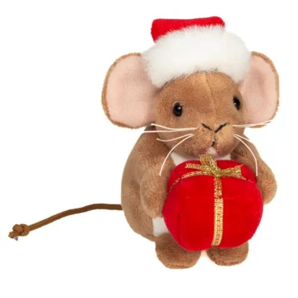 Weihnachtsmaus mit Geschenk 11 cm