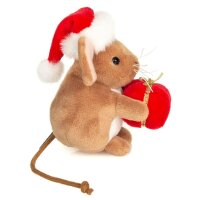 Weihnachtsmaus mit Geschenk 11 cm