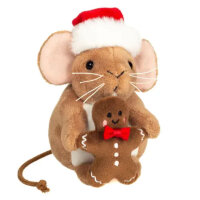 Weihnachtsmaus mit Lebkuchenmann 11 cm